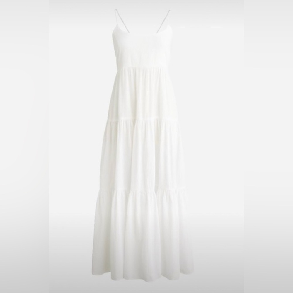 J.Crew Bow-back tiered maxi dress in soft gauze In‎ White, Size S